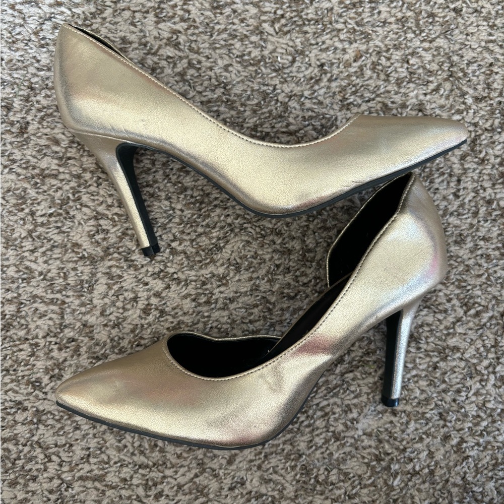 Trash Metallic Gold Heels